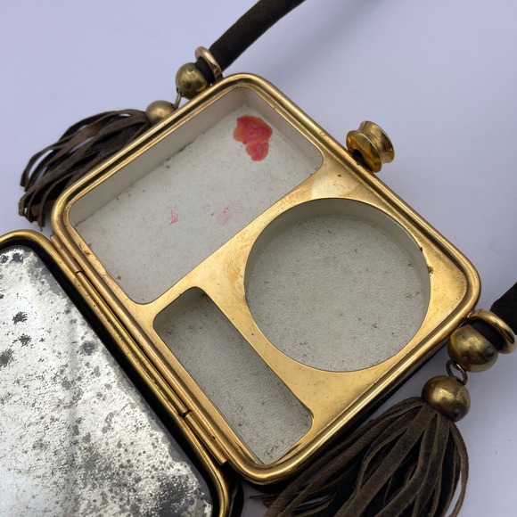 Vintage Minaudiere Cosmetic Purse Embellished Damascene Compact Vanity Bag - Picture 8 of 15